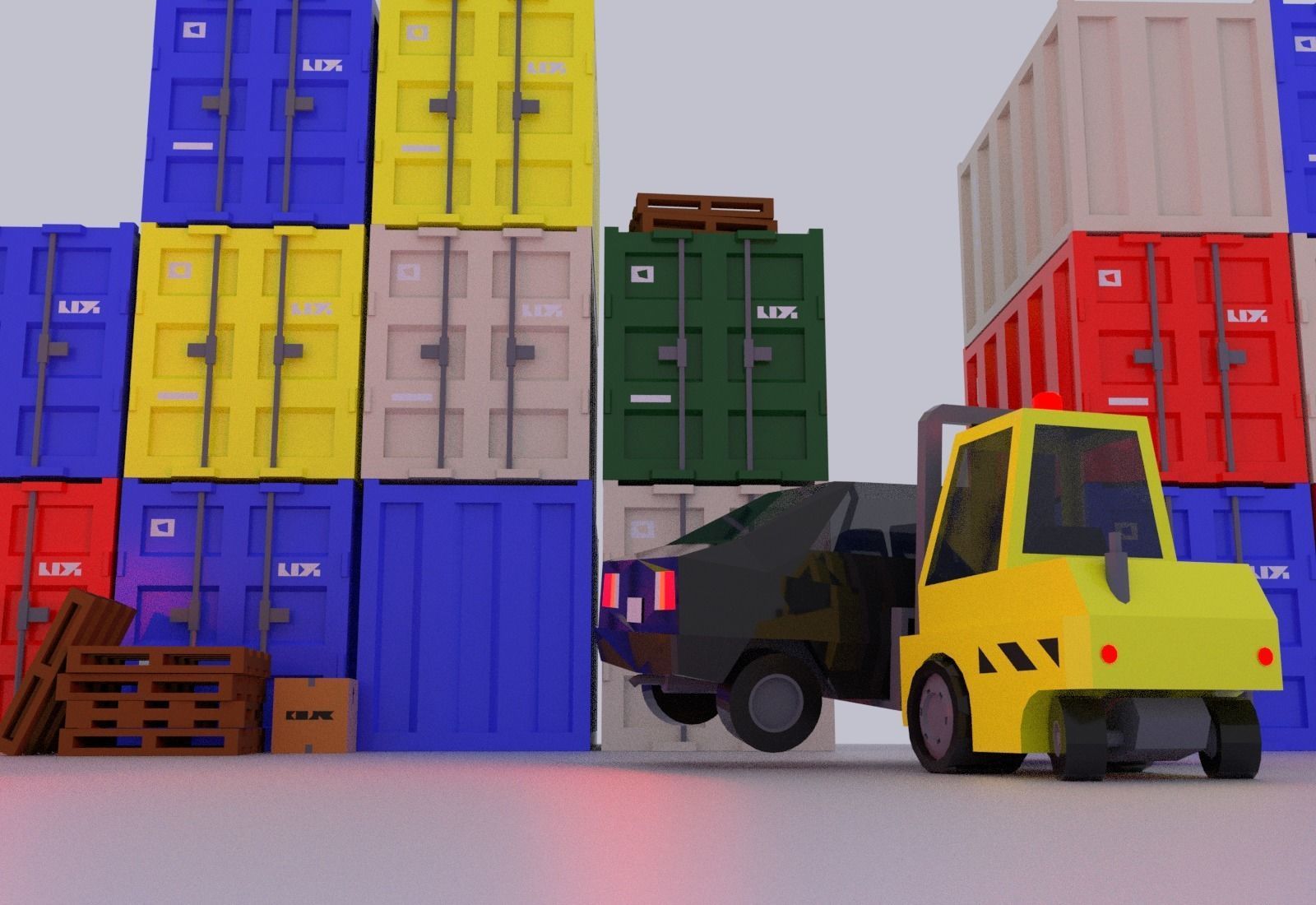 Low poly vehicles and props Free low-poly 3D model_17