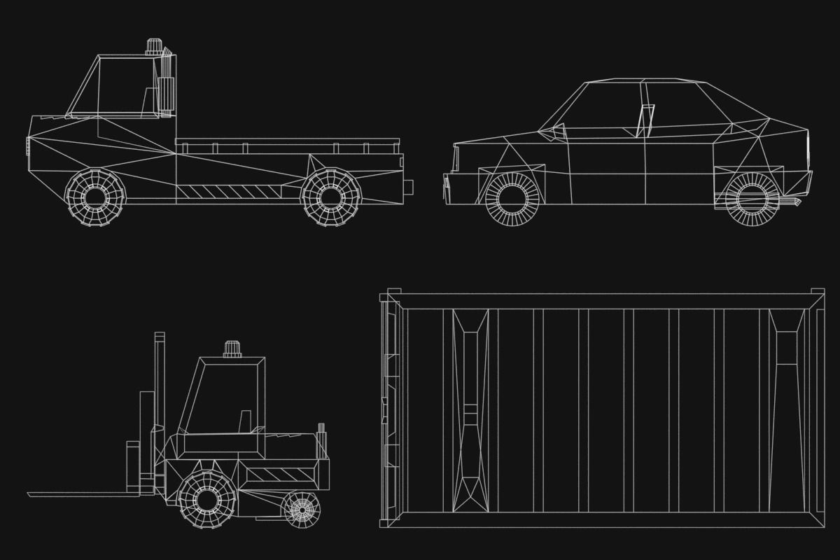 Low poly vehicles and props Free low-poly 3D model_22