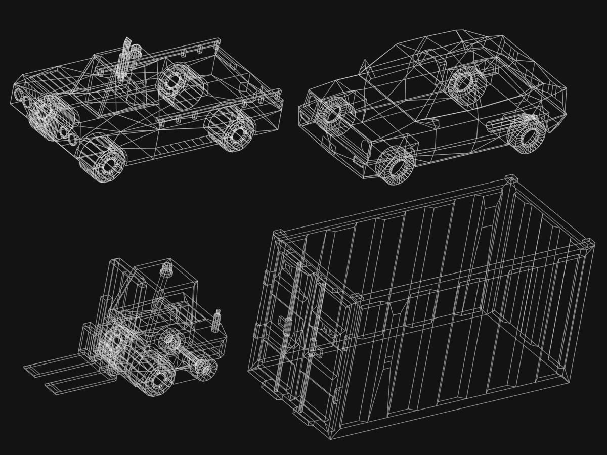 Low poly vehicles and props Free low-poly 3D model_23
