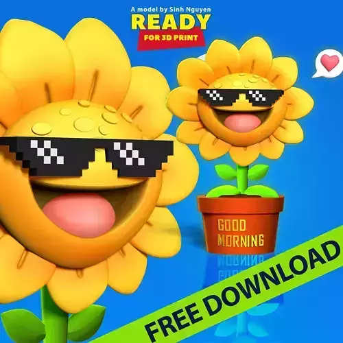 Sunflower in pot with speech bubble