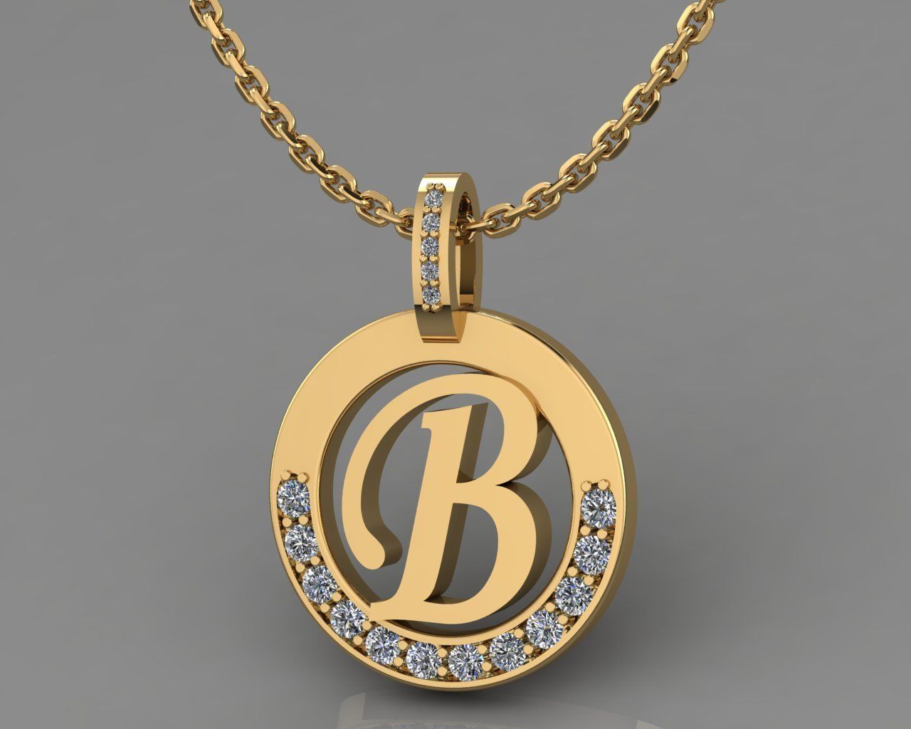 B Letter Pendant 3D print model_7