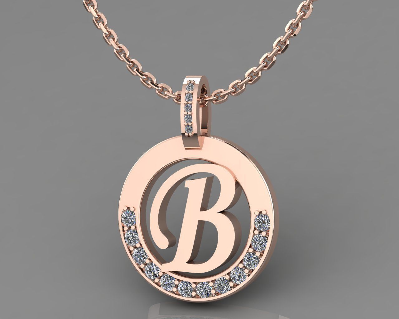 B Letter Pendant 3D print model_8