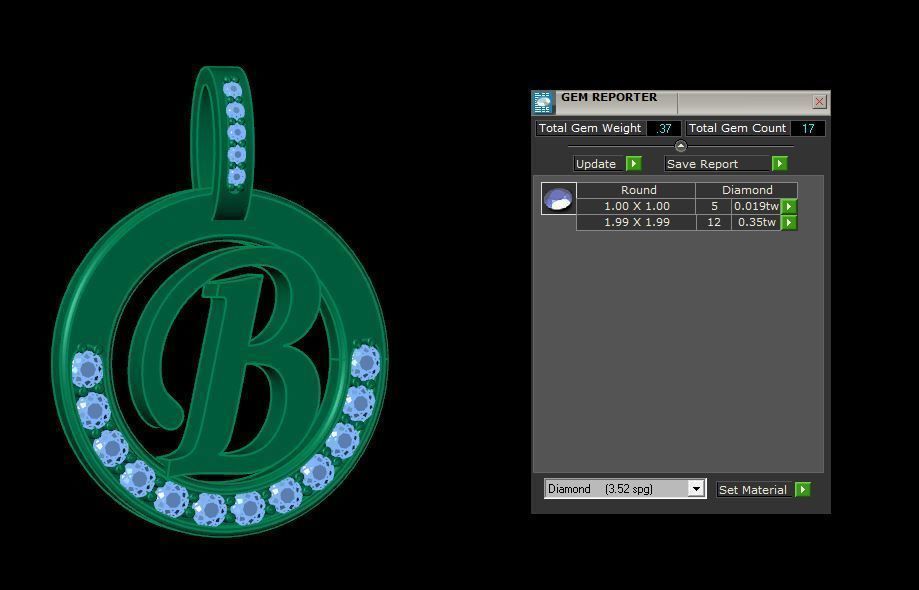 B Letter Pendant 3D print model_3