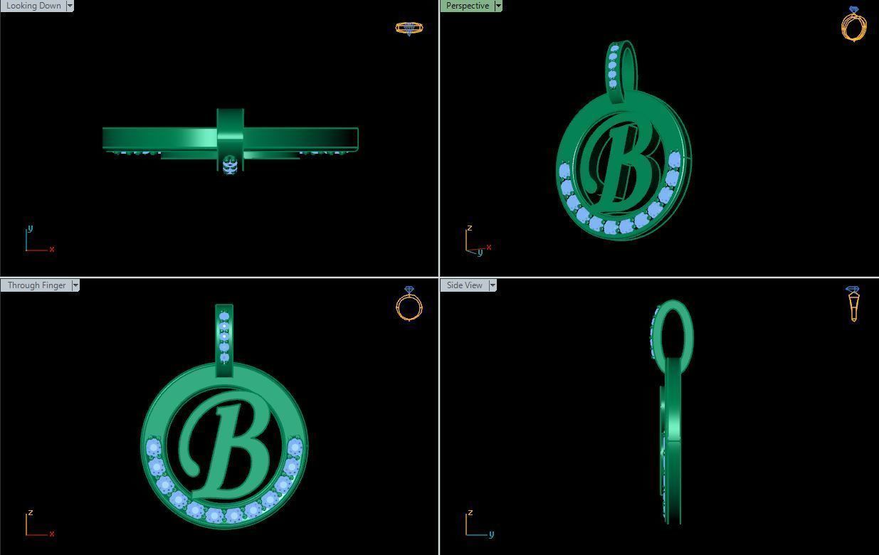 B Letter Pendant 3D print model_5