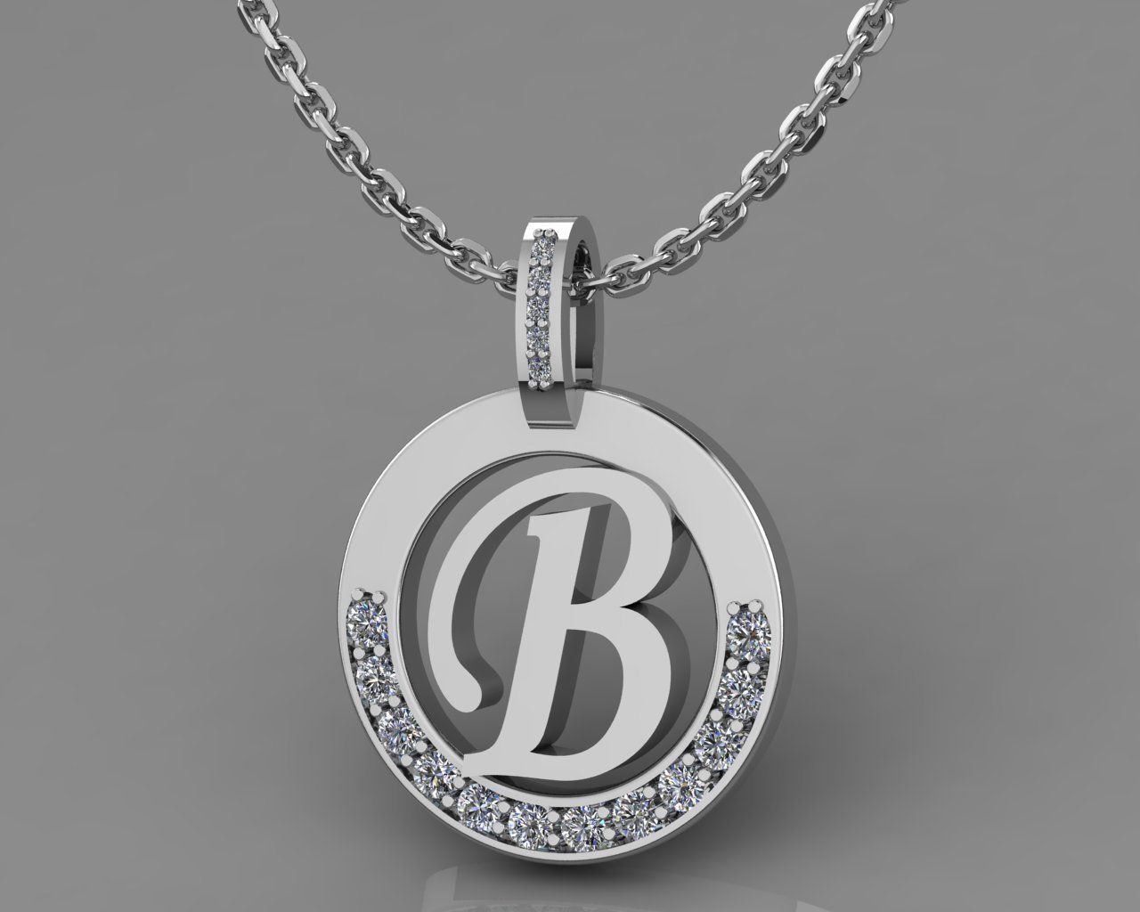 B Letter Pendant 3D print model_6