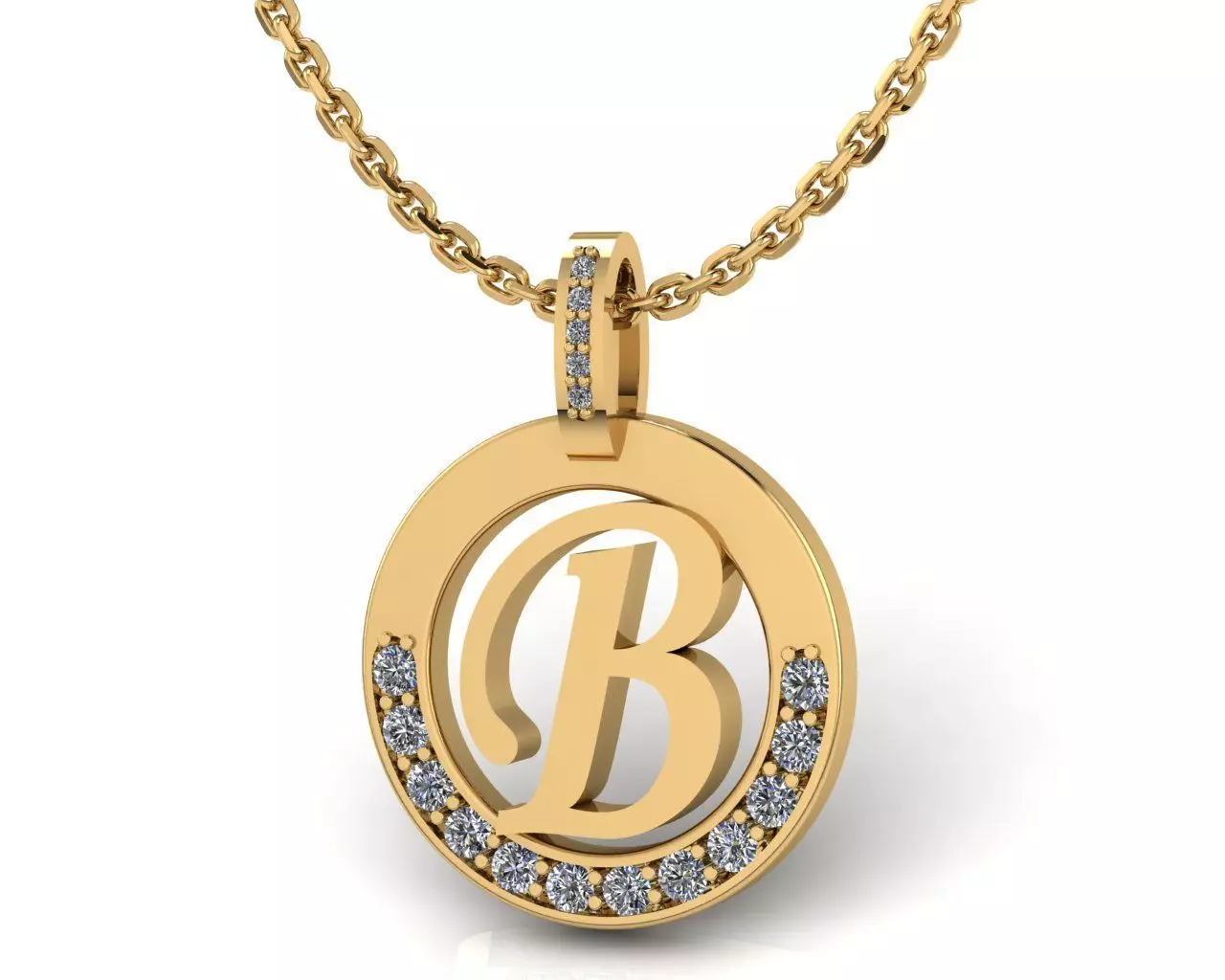 B Letter Pendant 3D print model_0