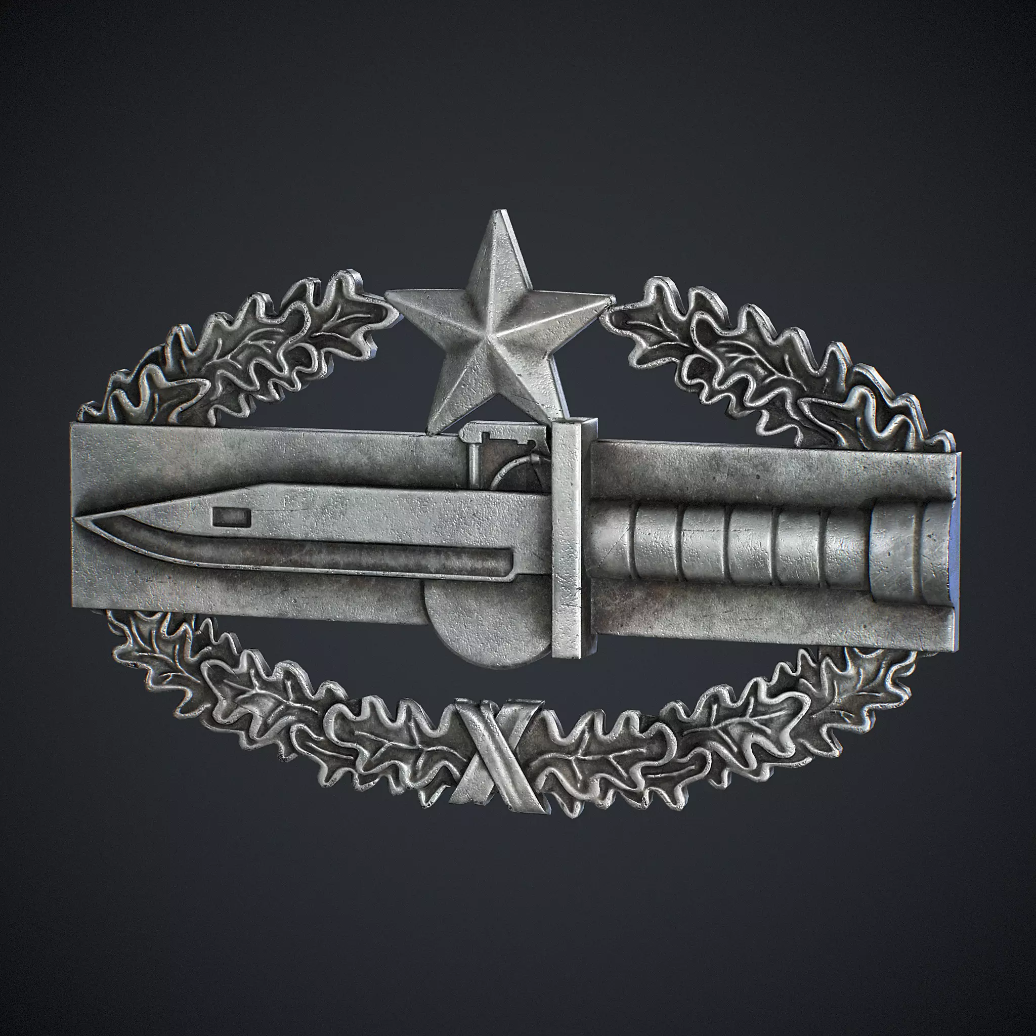 Combat Action Badge Low-poly 3D model_0