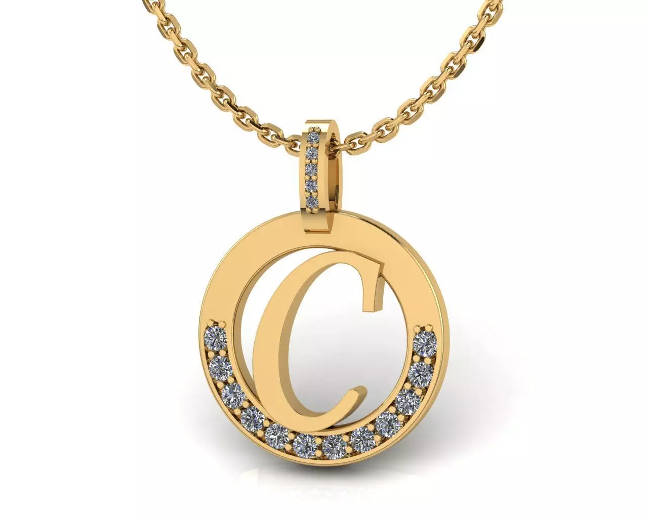 C Letter Pendant  3D print model_0