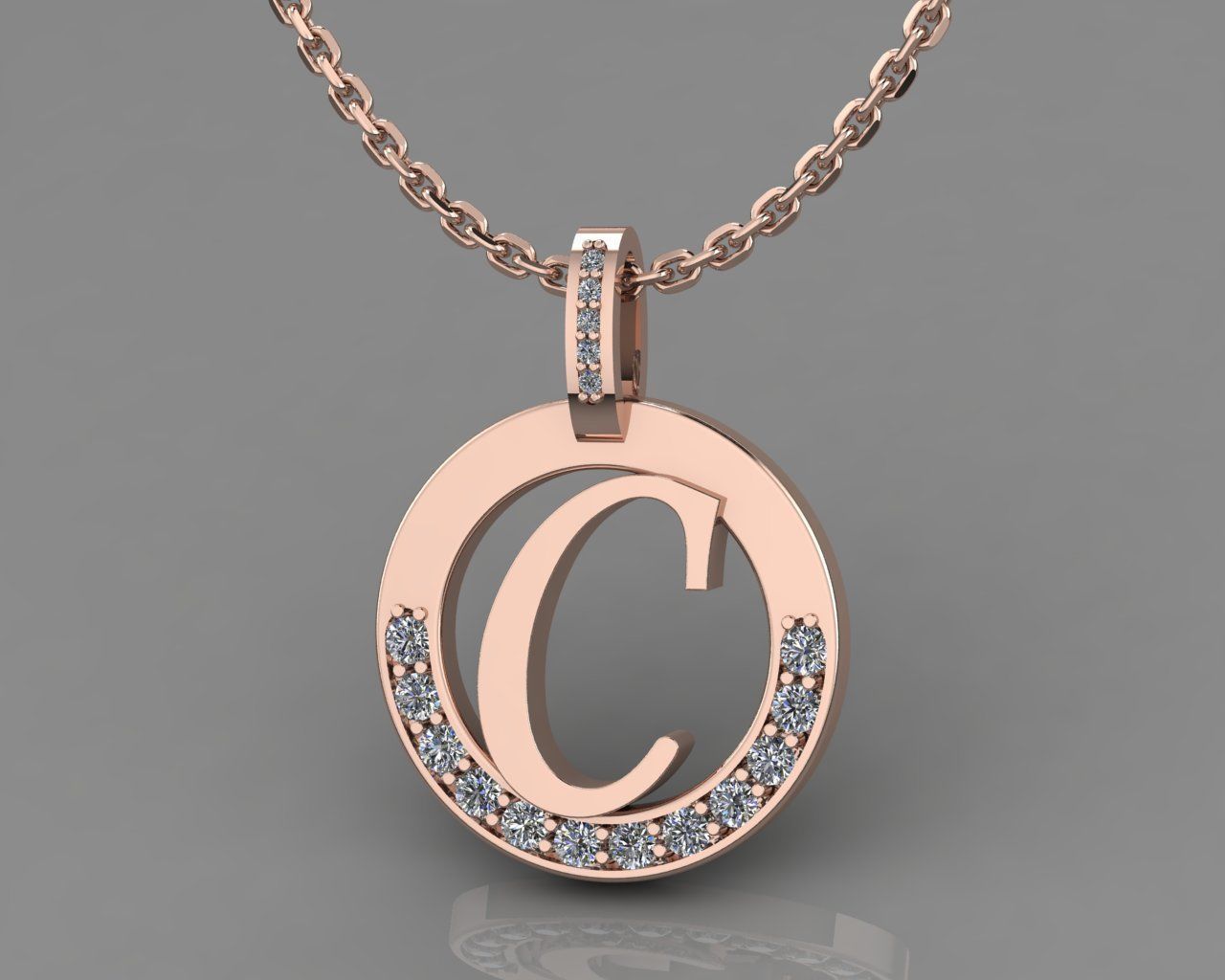 C Letter Pendant  3D print model_5