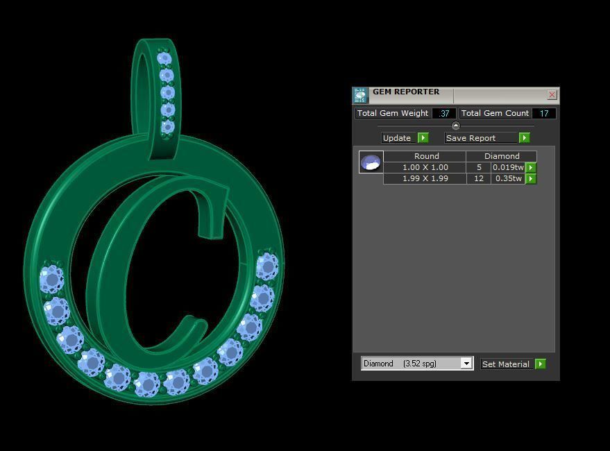 C Letter Pendant  3D print model_7