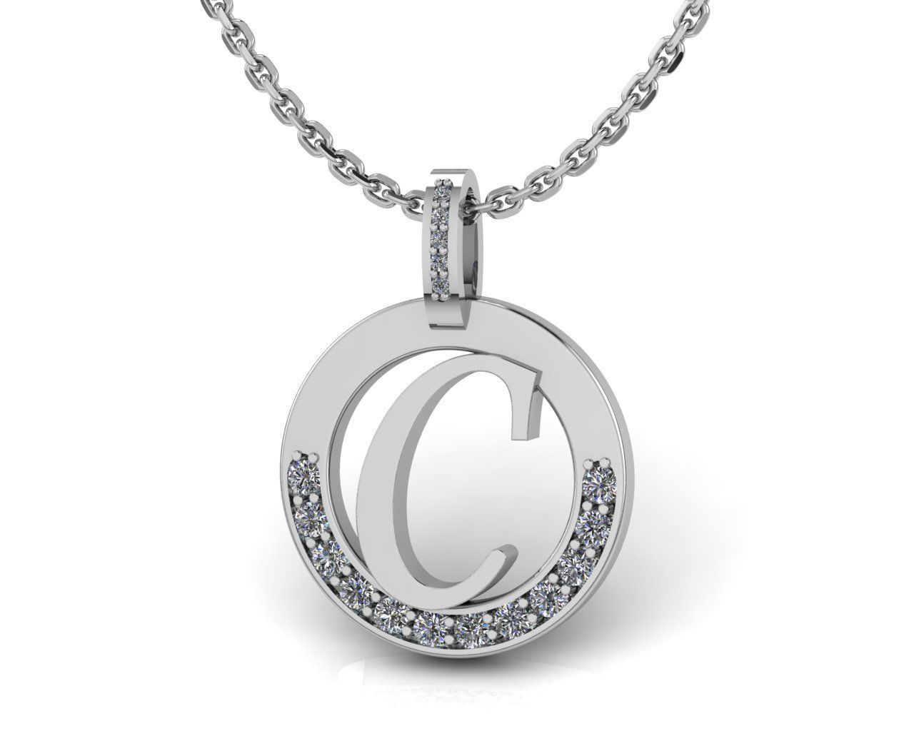 C Letter Pendant  3D print model_2