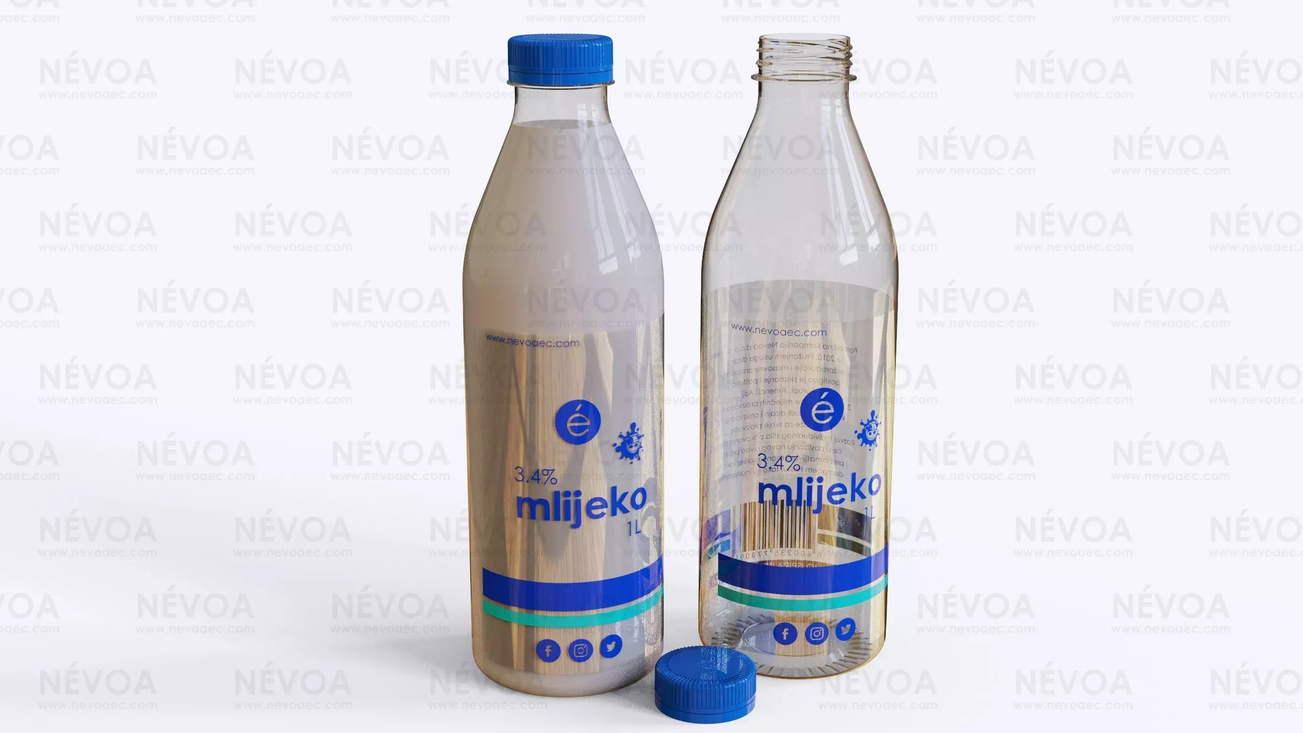 Milk bottle - Classic G series 1000 ml 3D model