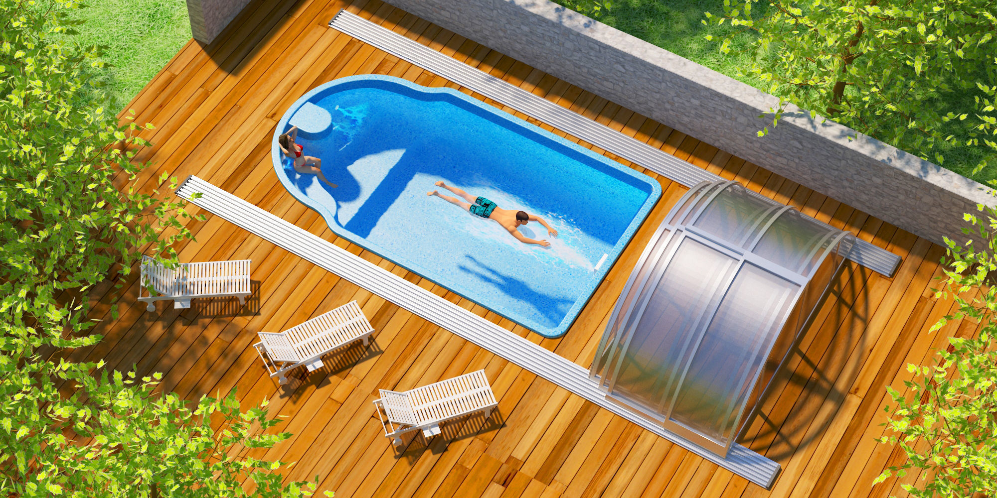 Mustang swimming pool 3D model_1