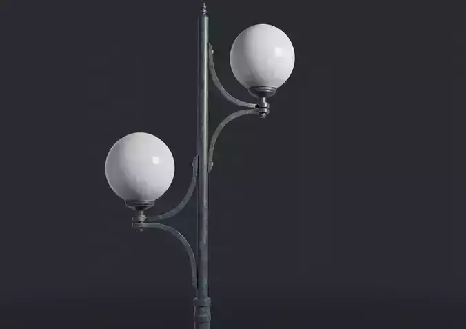 Spherical Street  lamp whith double stand 3D model