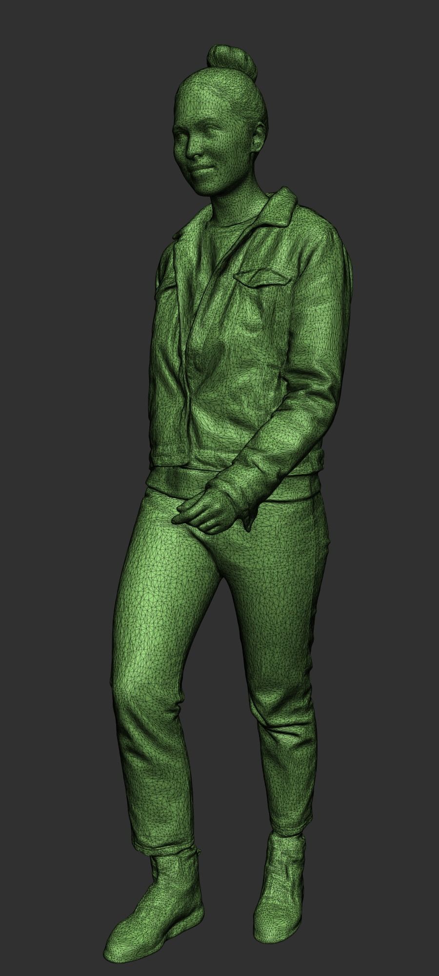 Girl in denim jacket walking 355 Low-poly 3D model_7