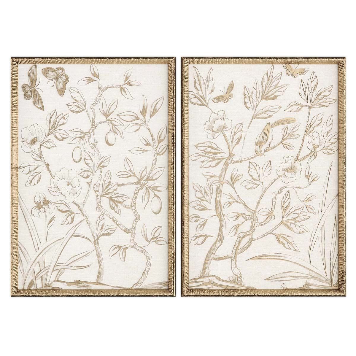 Pictures900 two framed floral prints in gold Low-poly 3D model_3