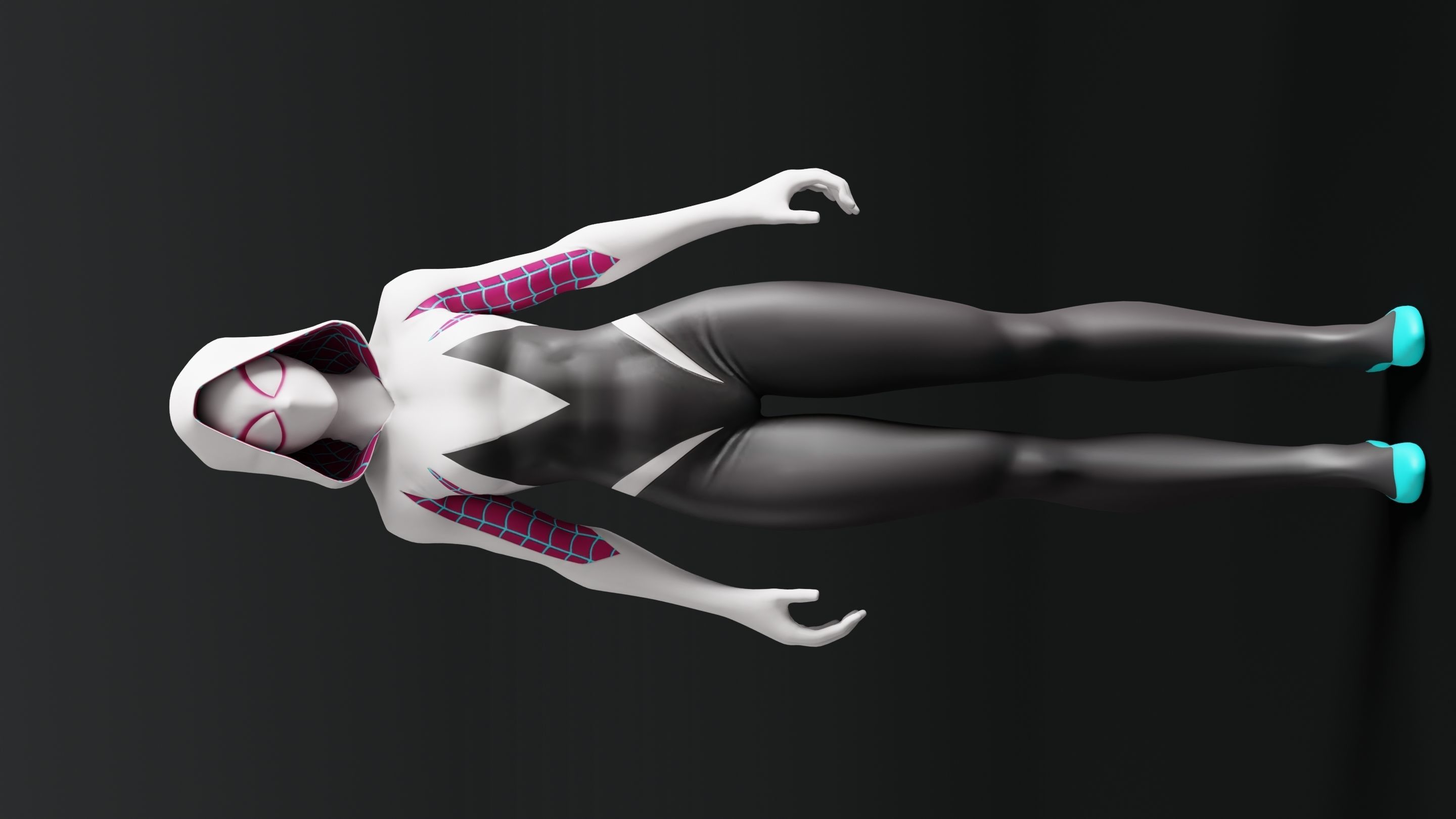 Gwen Stacy RIGGED Game ready Character  3D model_2