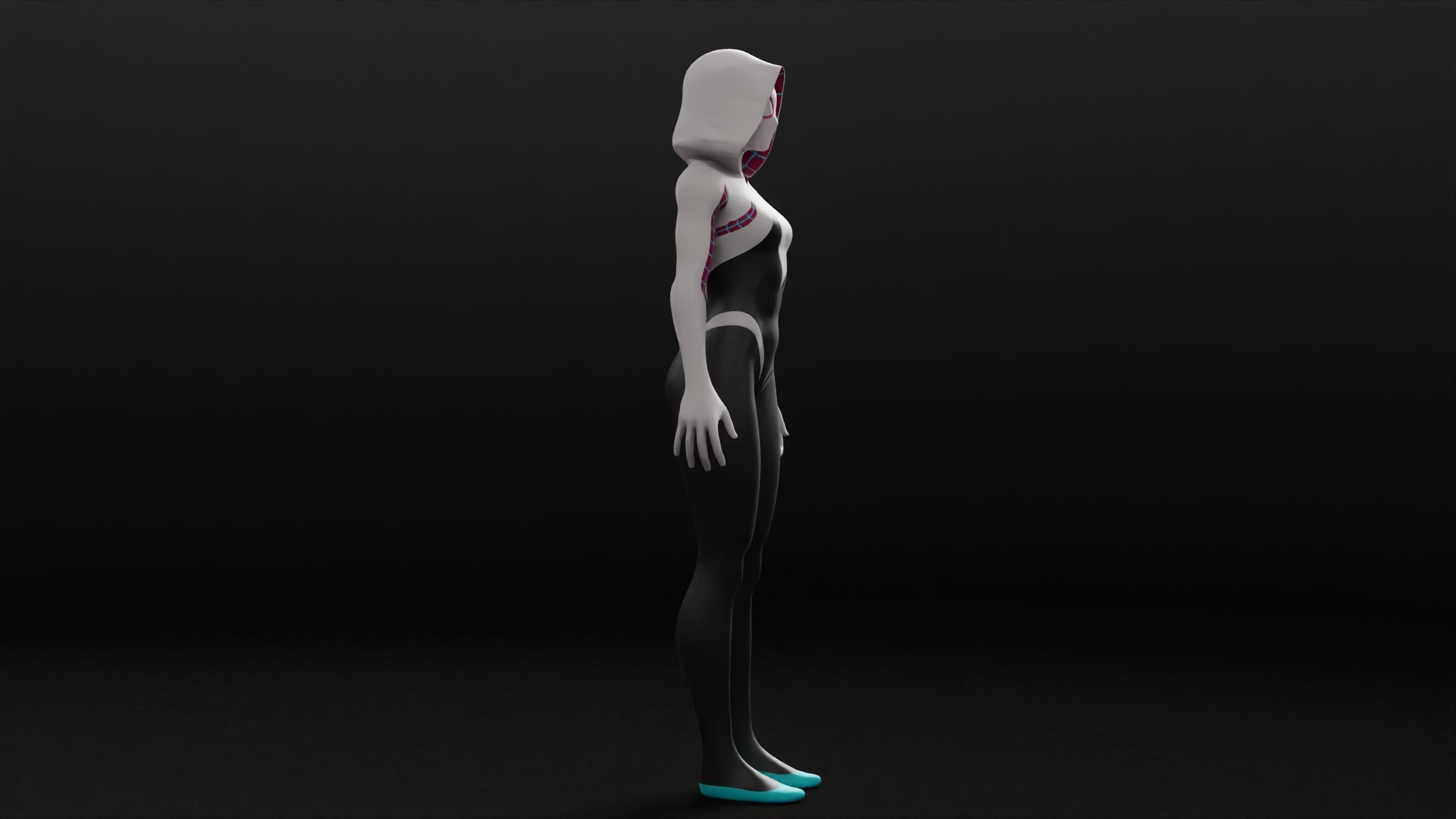 Gwen Stacy RIGGED Game ready Character  3D model_12