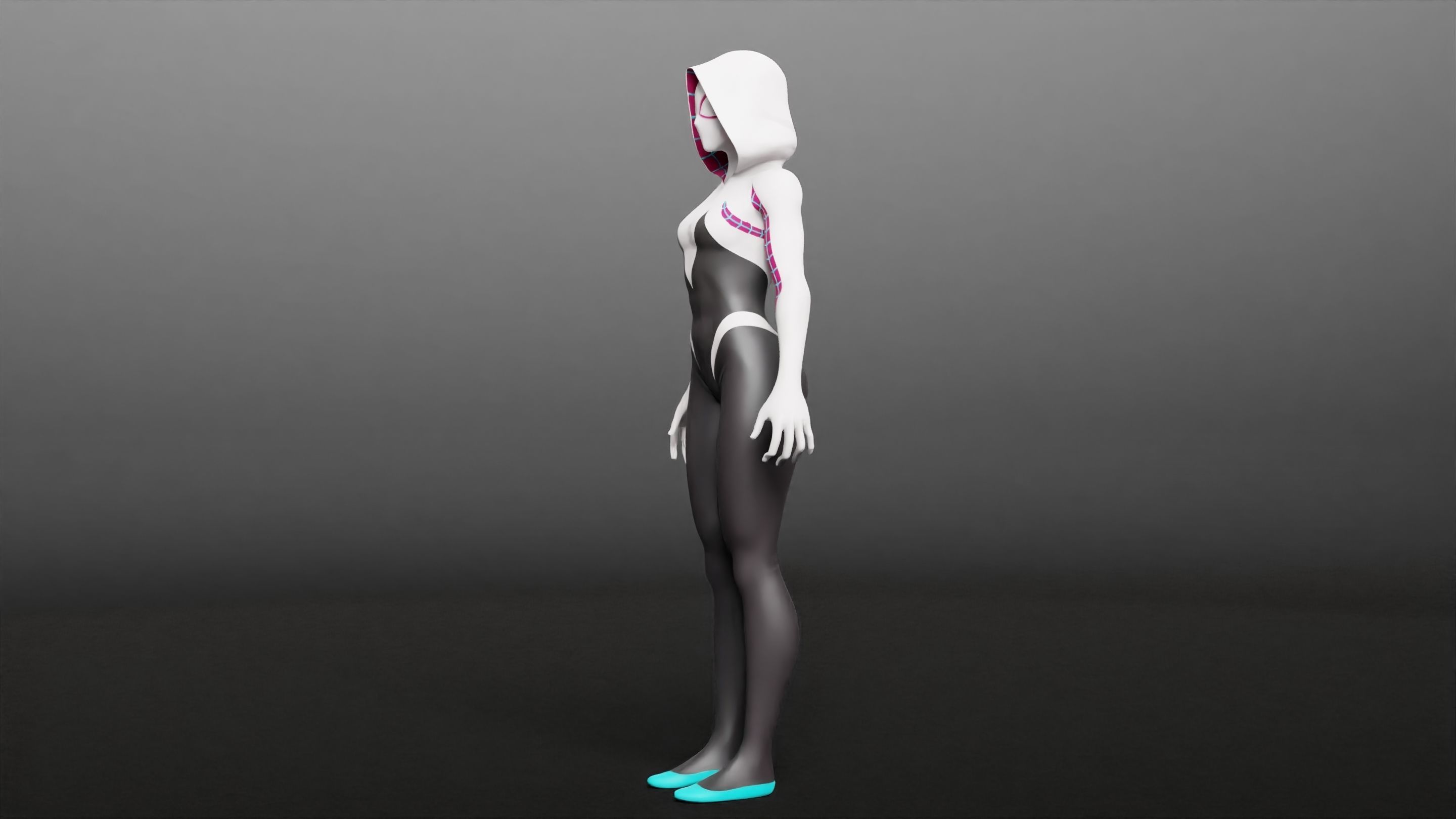Gwen Stacy RIGGED Game ready Character  3D model_24