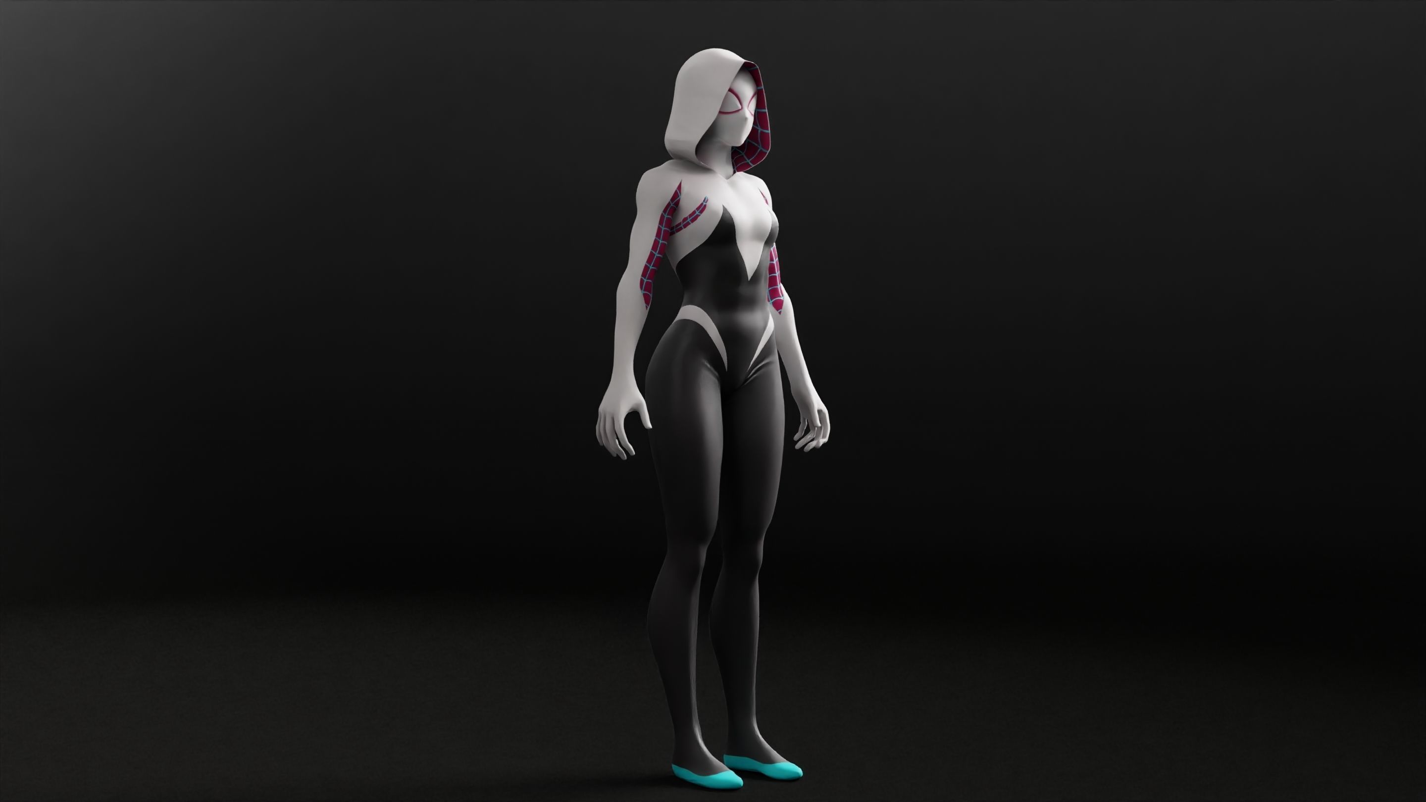 Gwen Stacy RIGGED Game ready Character  3D model_10