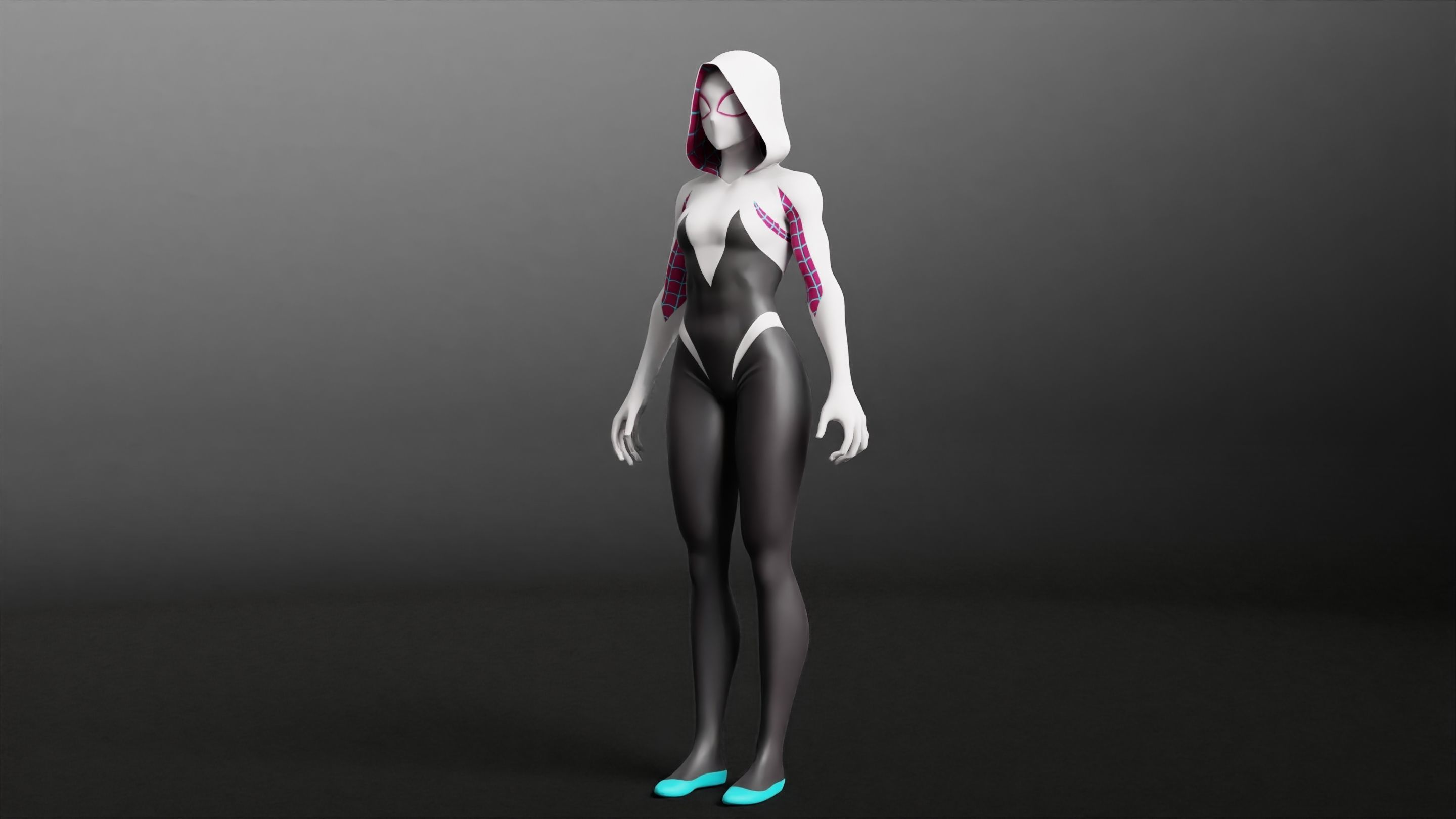 Gwen Stacy RIGGED Game ready Character  3D model_26