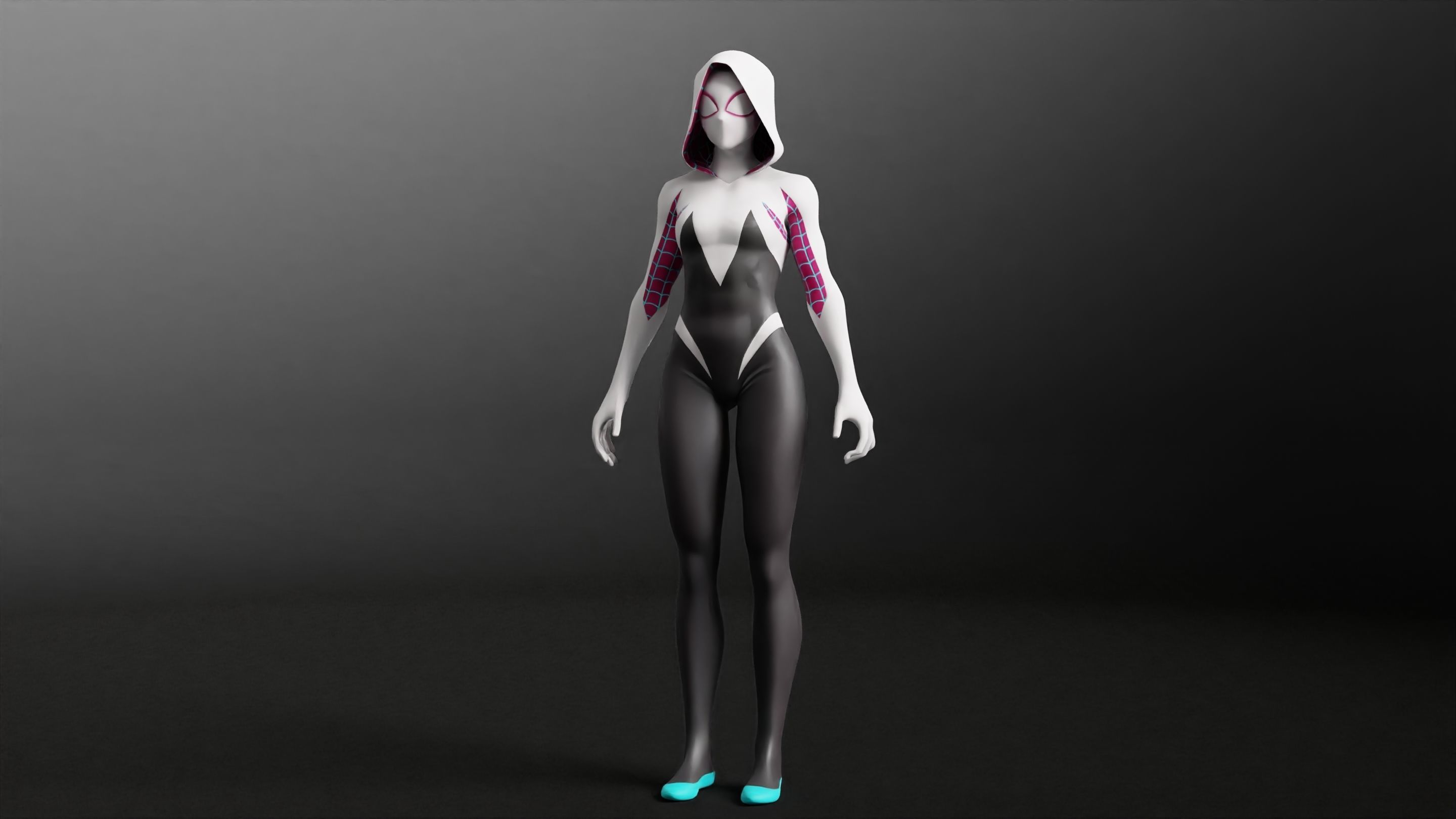 Gwen Stacy RIGGED Game ready Character  3D model_27