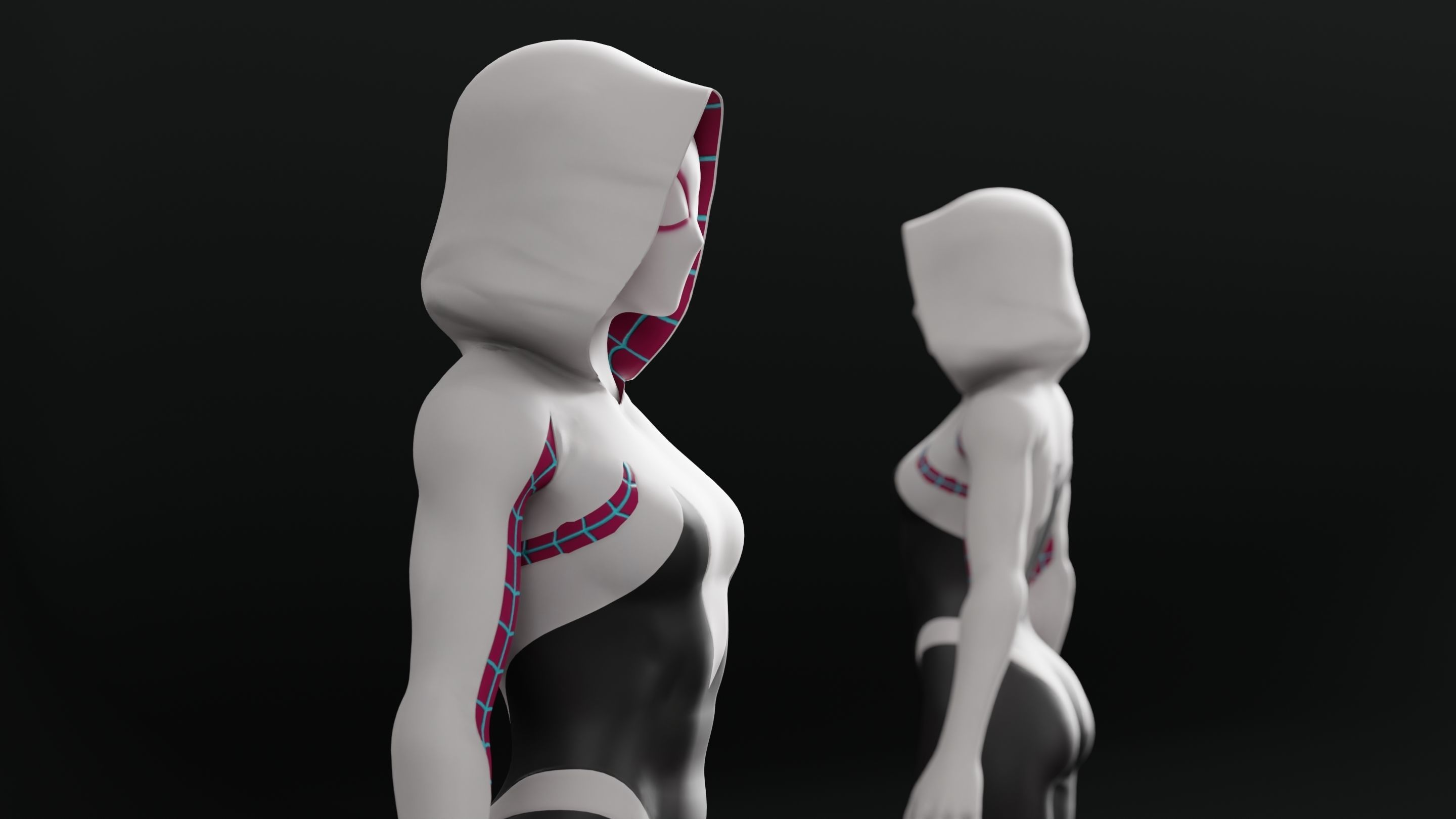 Gwen Stacy RIGGED Game ready Character  3D model_7