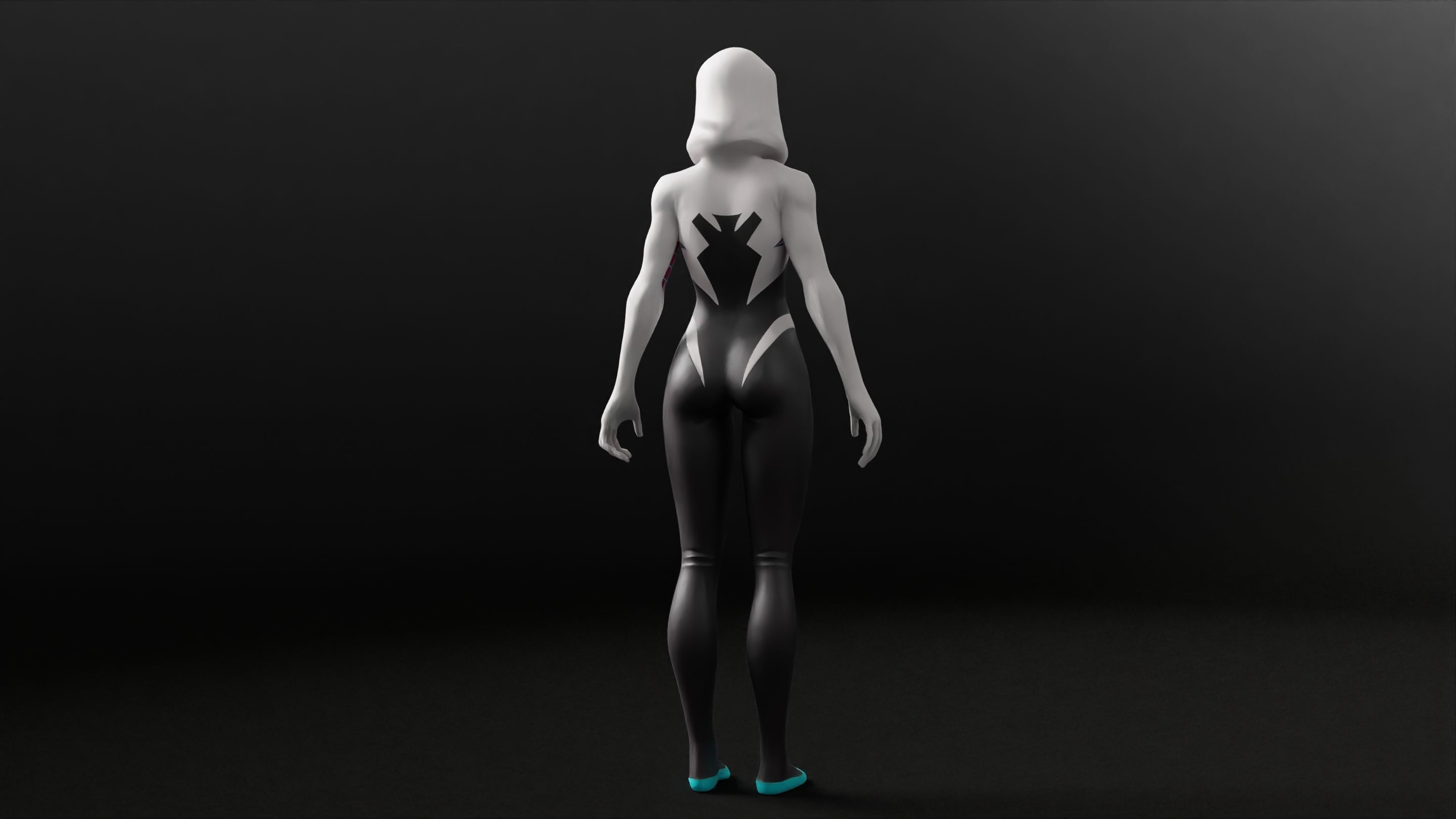 Gwen Stacy RIGGED Game ready Character  3D model_17