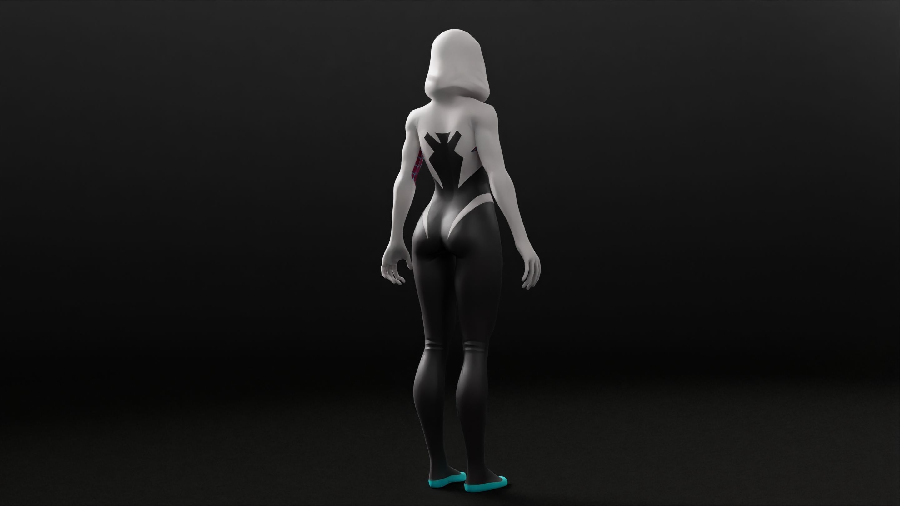 Gwen Stacy RIGGED Game ready Character  3D model_16