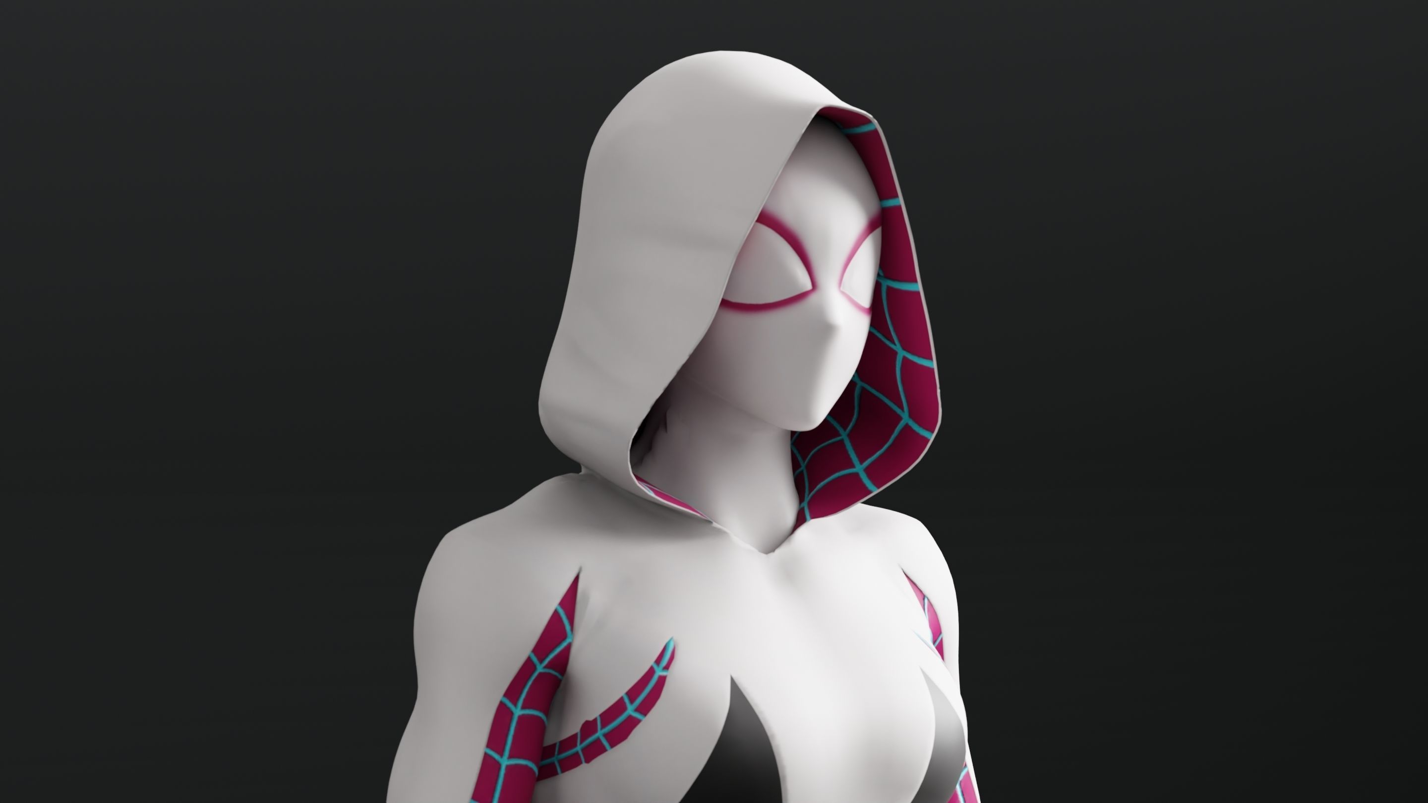 Gwen Stacy RIGGED Game ready Character  3D model_4