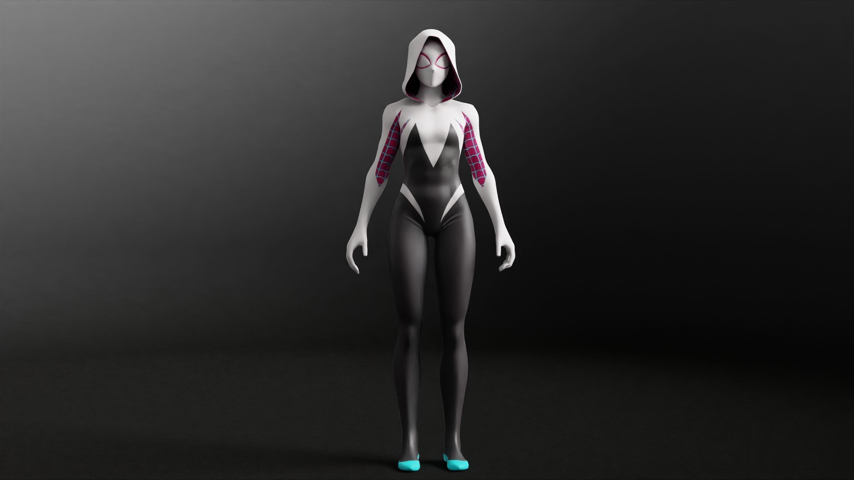 Gwen Stacy RIGGED Game ready Character  3D model_8