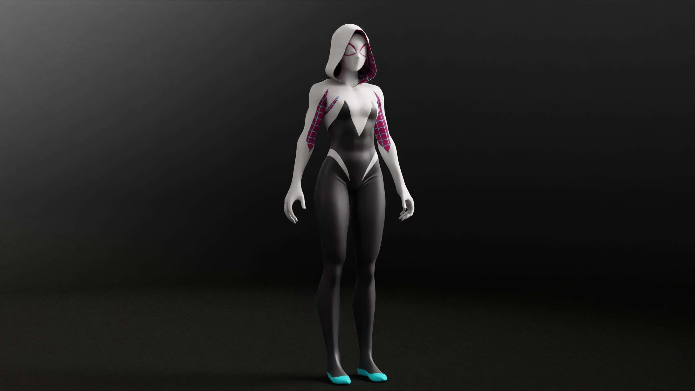 Gwen Stacy RIGGED Game ready Character  3D model_9
