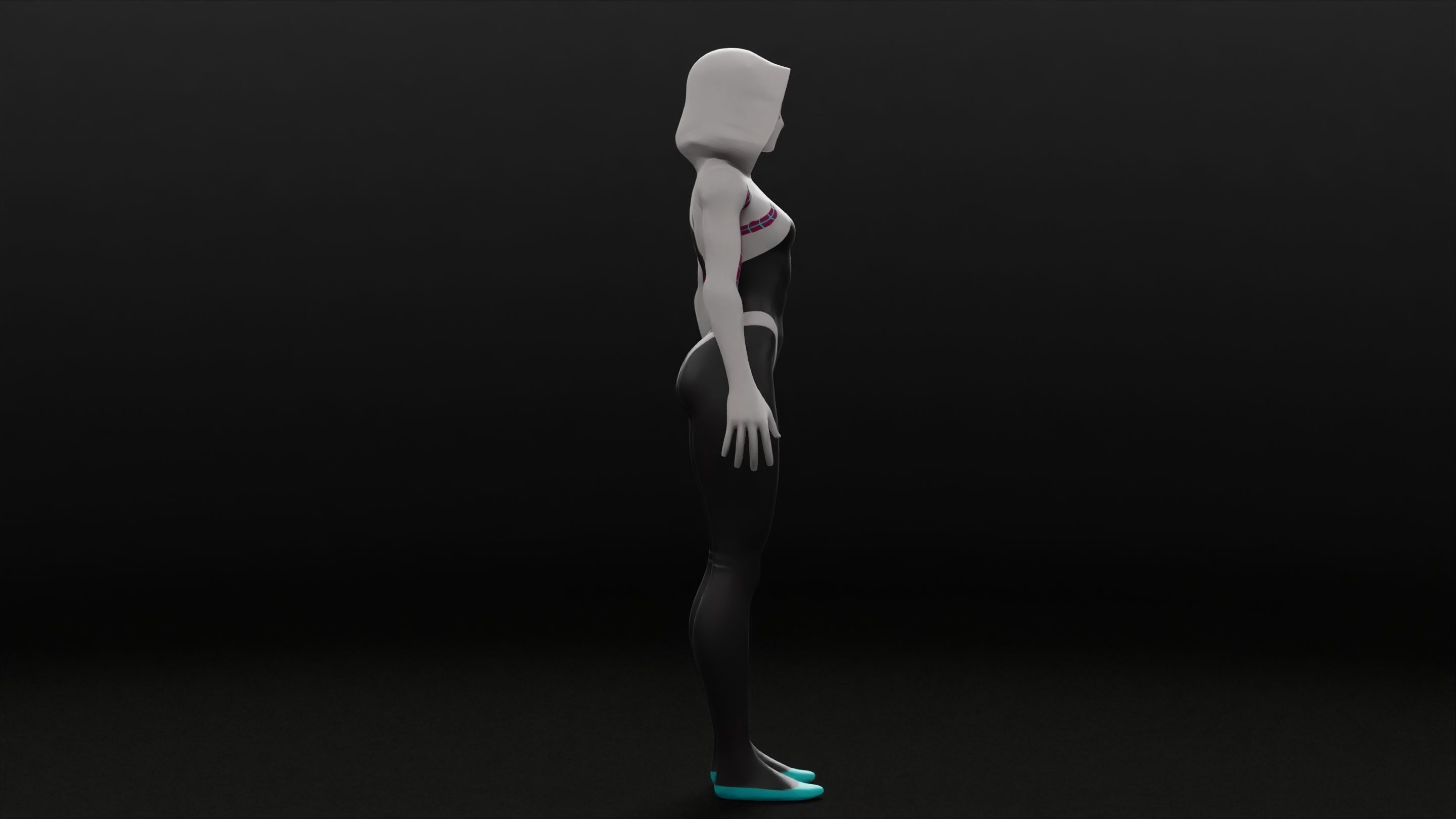 Gwen Stacy RIGGED Game ready Character  3D model_13