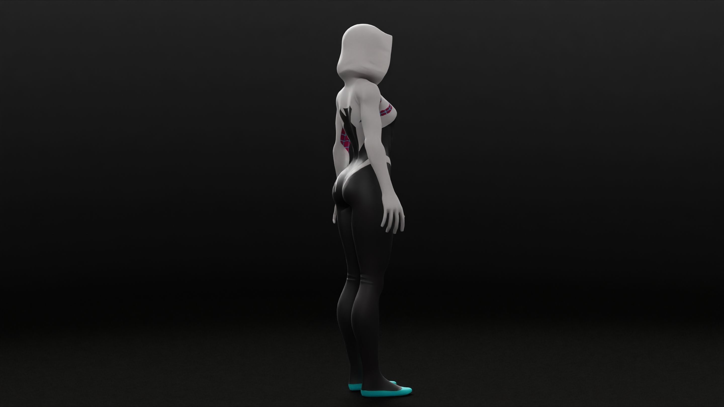 Gwen Stacy RIGGED Game ready Character  3D model_14