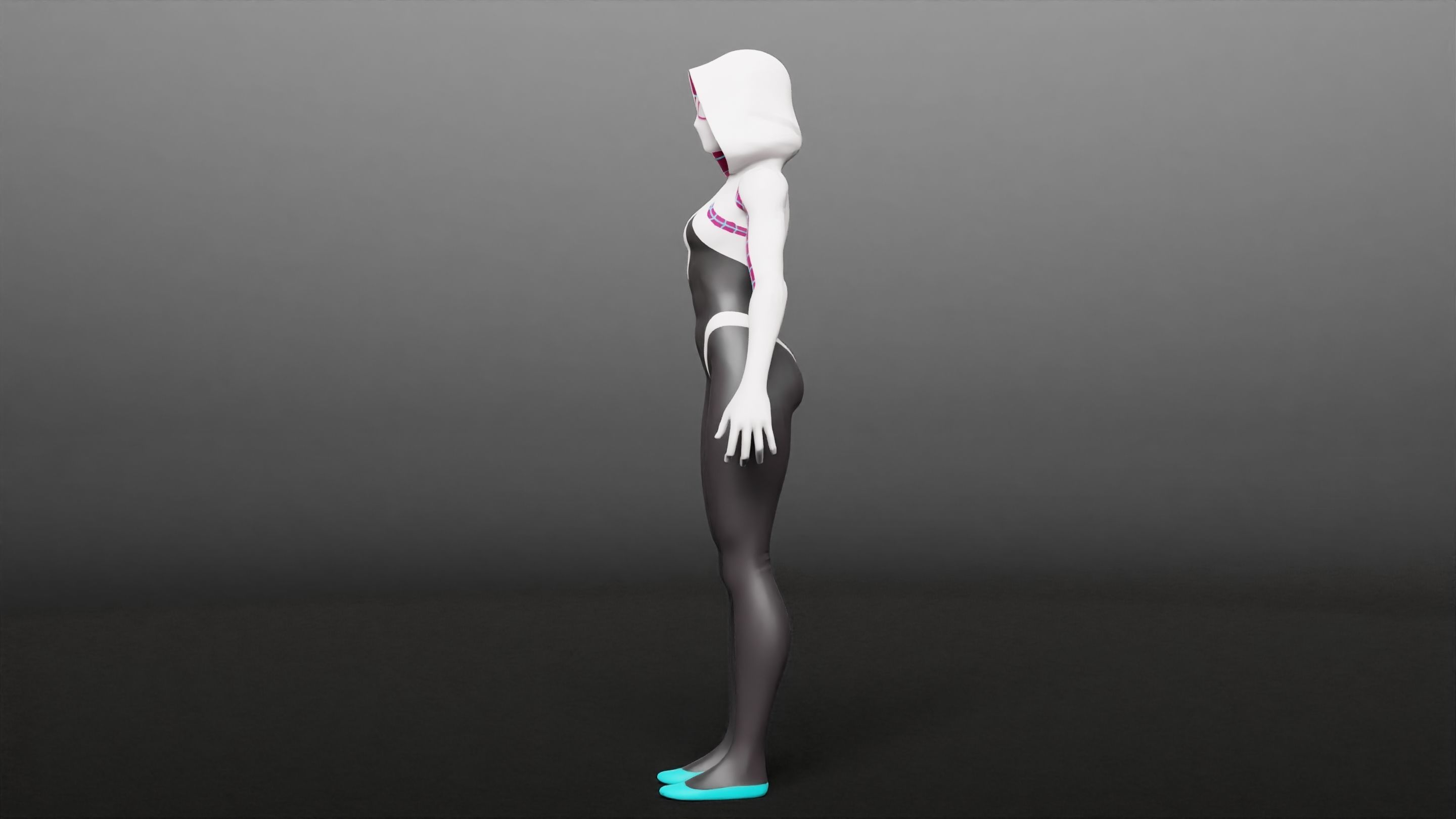 Gwen Stacy RIGGED Game ready Character  3D model_23