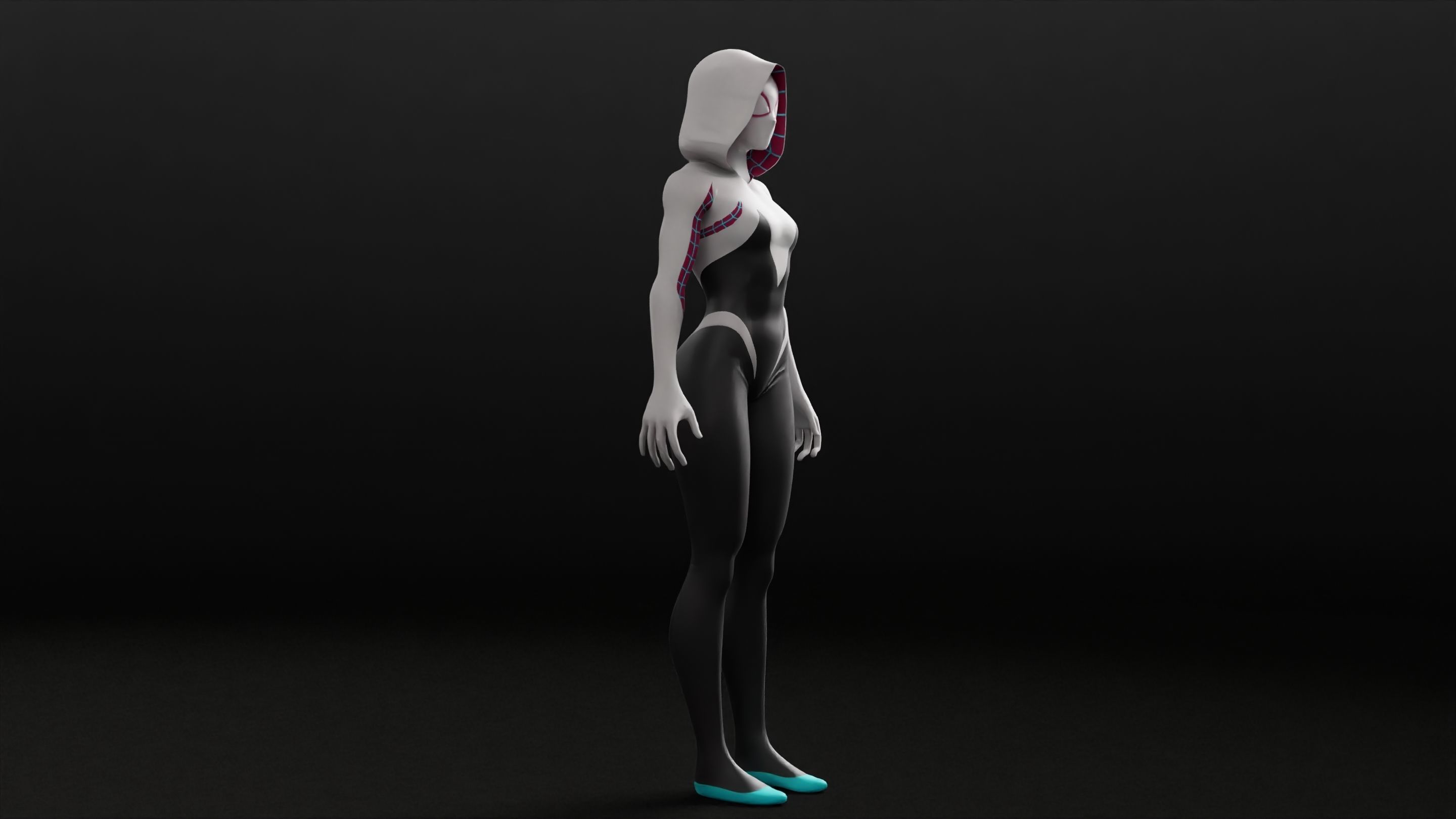Gwen Stacy RIGGED Game ready Character  3D model_11