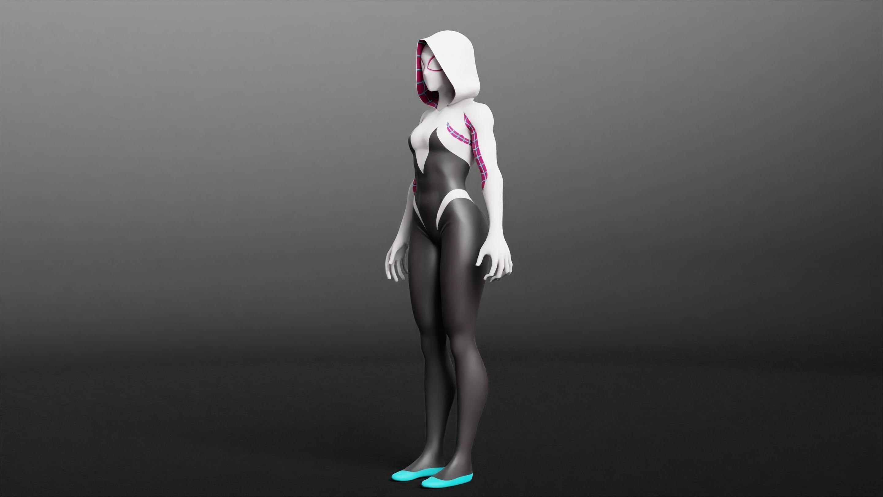 Gwen Stacy RIGGED Game ready Character  3D model_25