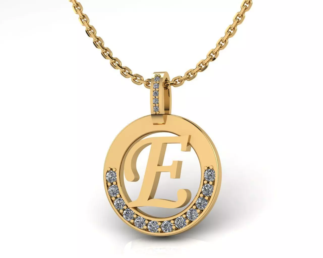 E Letter Pendant 3D print model_0