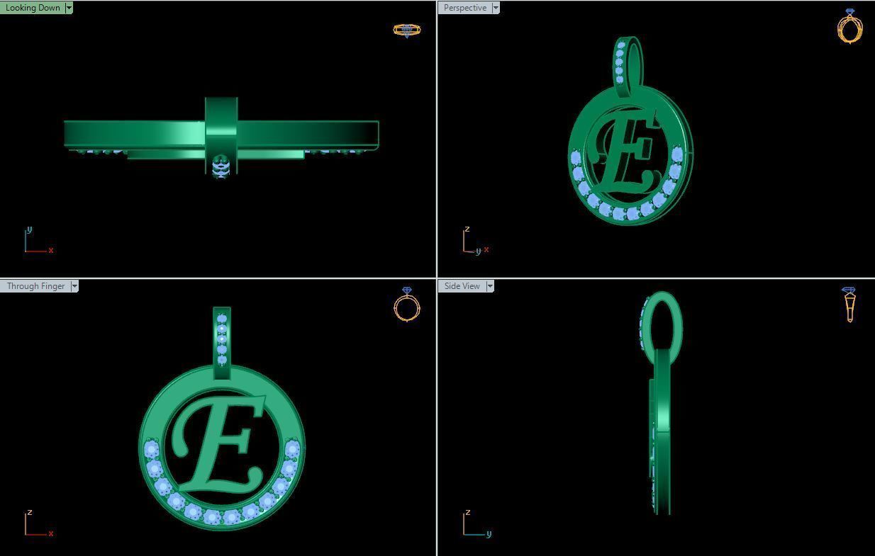 E Letter Pendant 3D print model_6