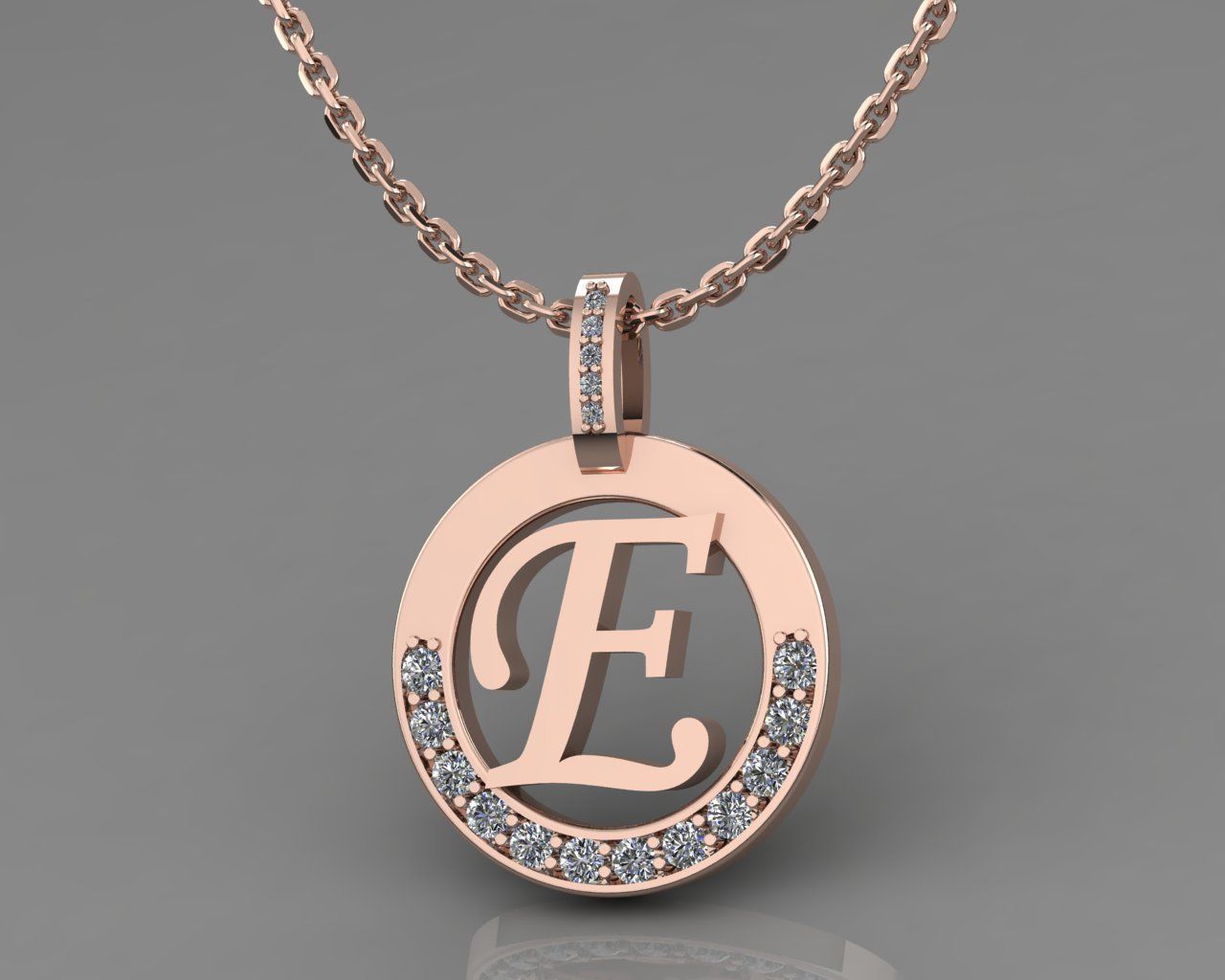 E Letter Pendant 3D print model_5