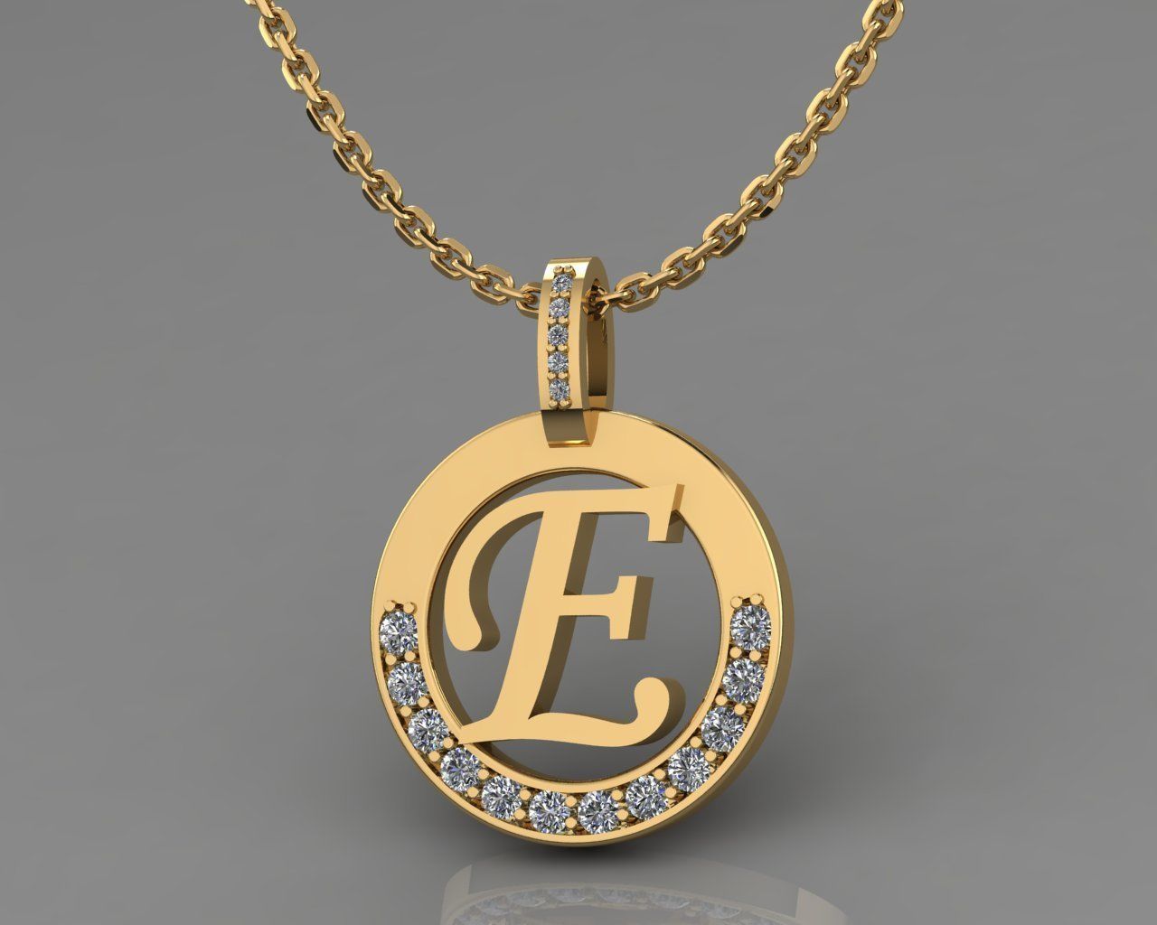 E Letter Pendant 3D print model_4
