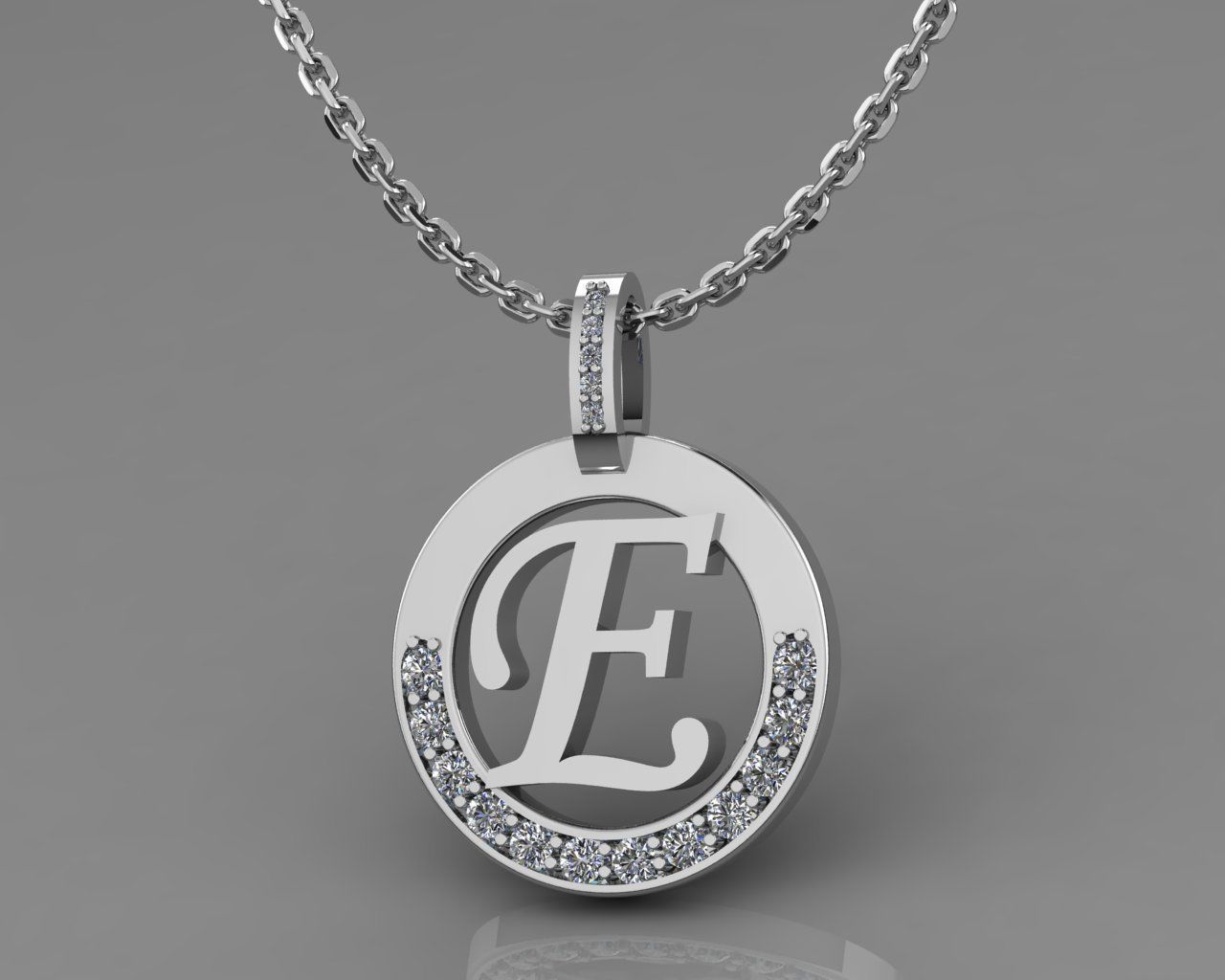 E Letter Pendant 3D print model_3
