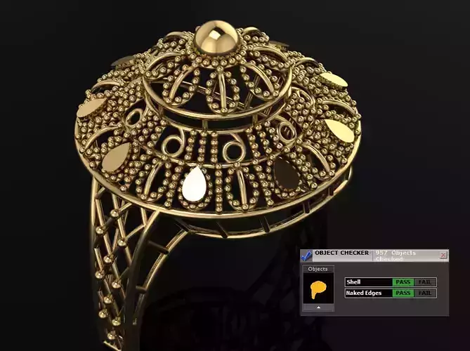 Ring - Jewelry for  Women  - Gold Indian Ring - 3D Print Files