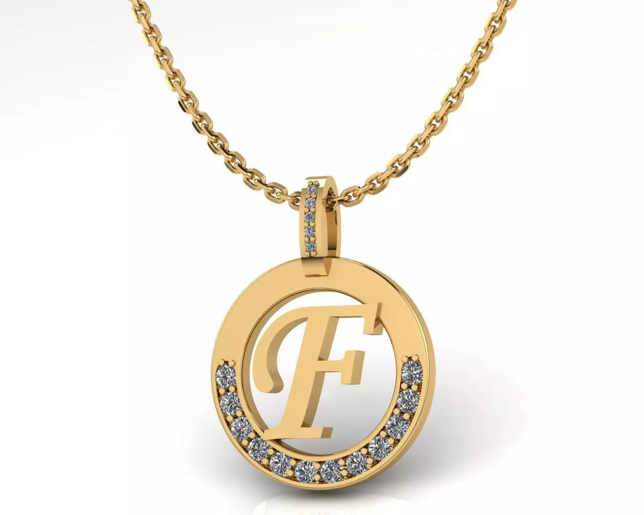 F Letter Pendant 3D print model_0
