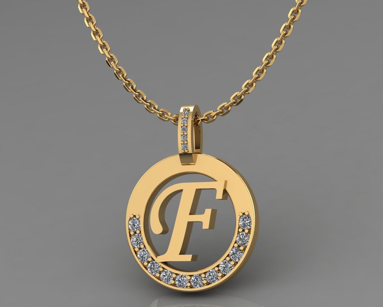 F Letter Pendant 3D print model_4