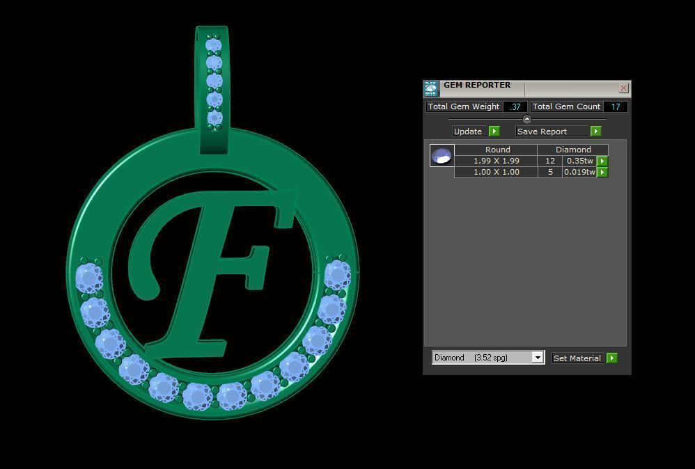 F Letter Pendant 3D print model_7