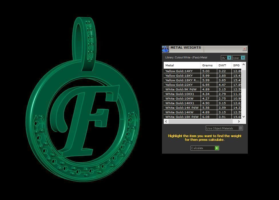 F Letter Pendant 3D print model_6