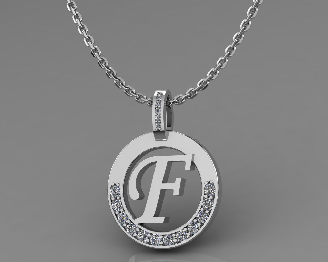 F Letter Pendant 3D print model_5