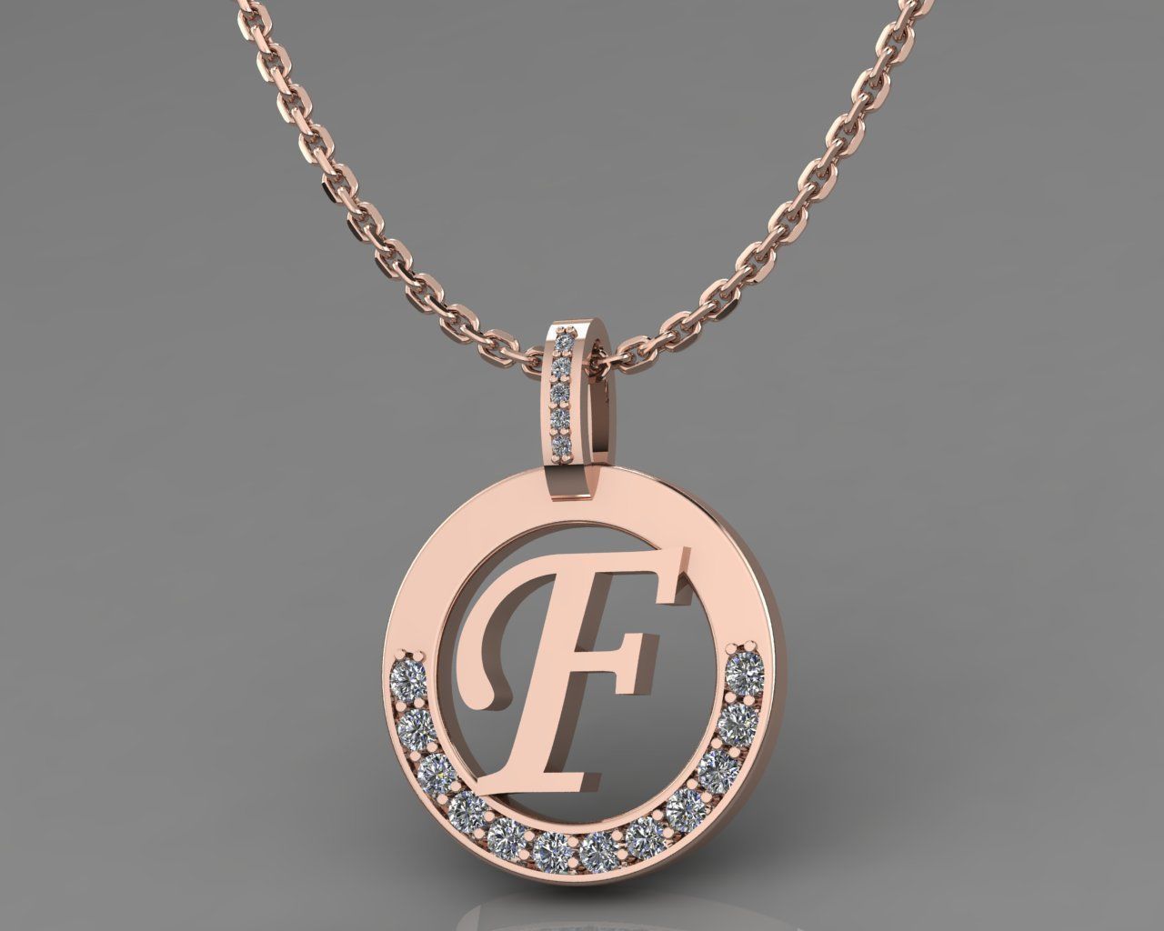 F Letter Pendant 3D print model_3