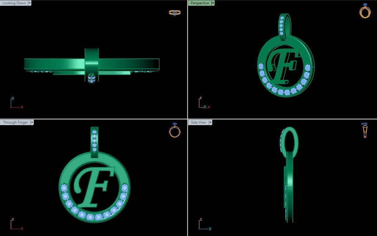 F Letter Pendant 3D print model_8